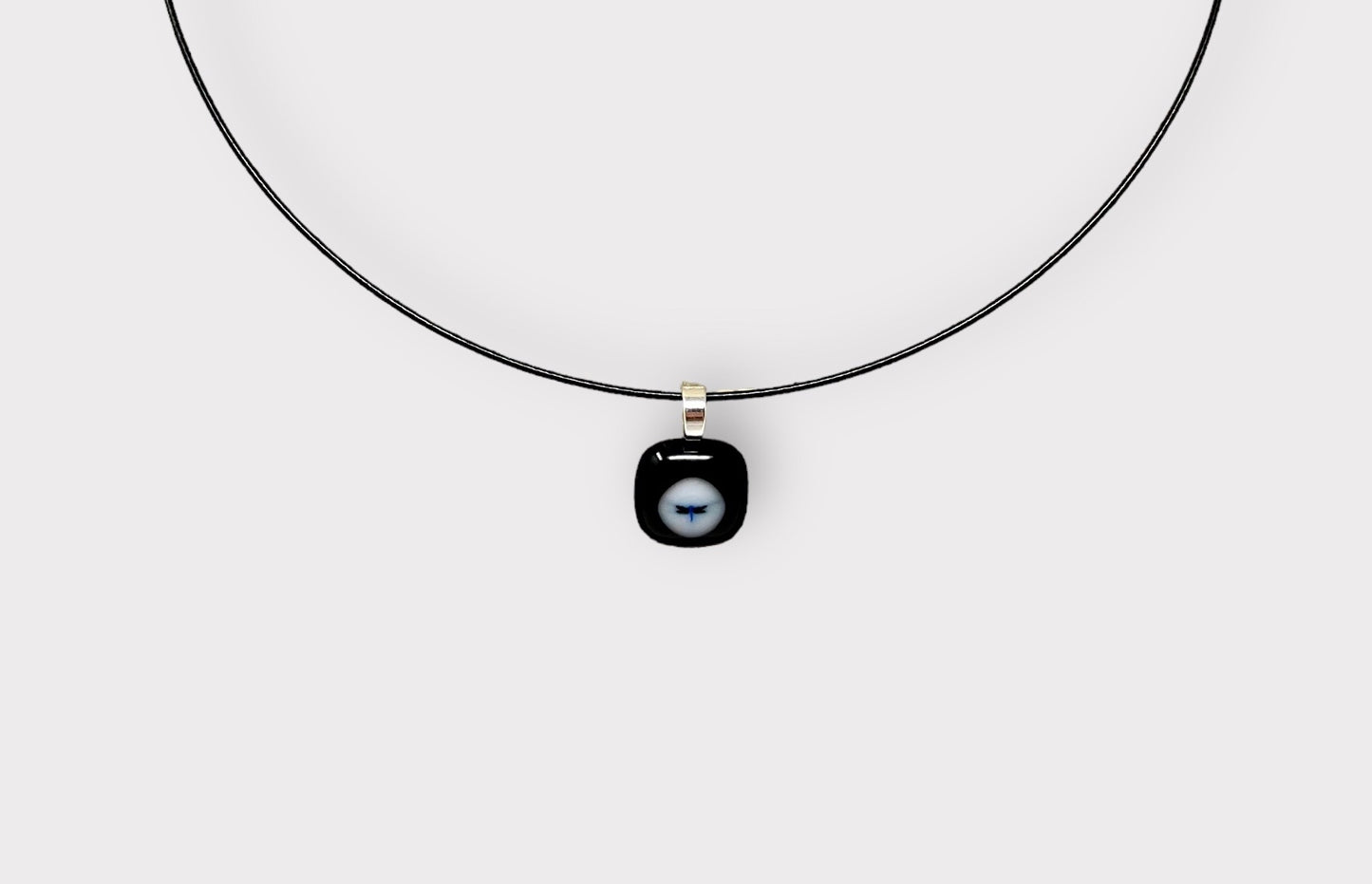 Glass Mini Dragonfly Pendant with Cable Necklace - sm black