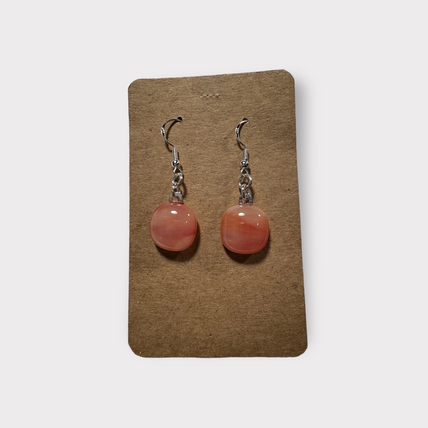 Glass Earrings - salmon color