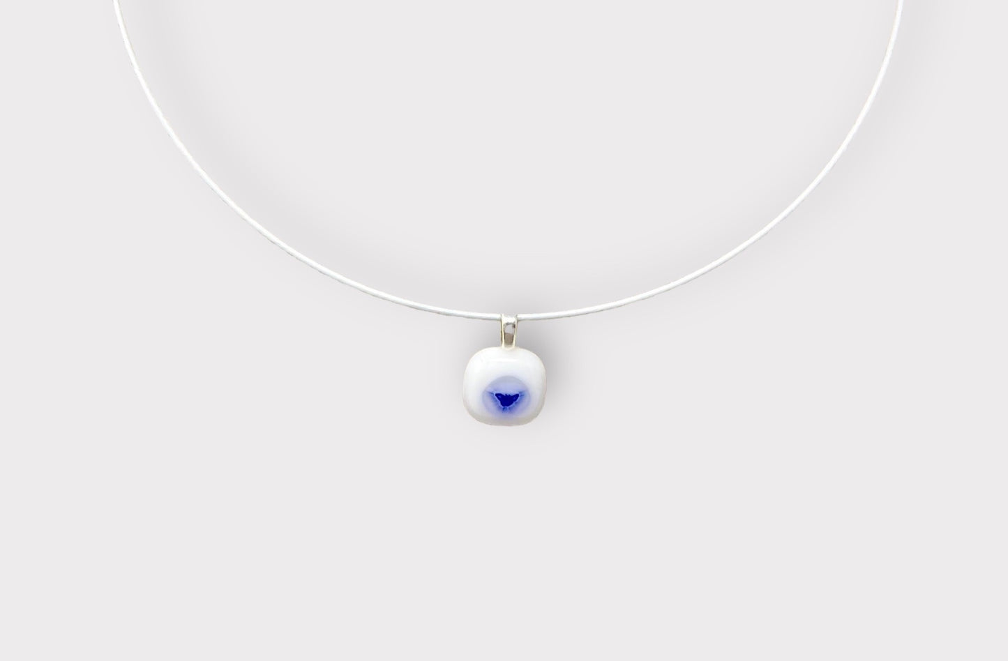 Glass Butterfly Pendant with Cable Necklace - sm white