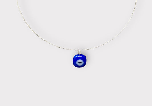 Glass Mini Dragonfly Pendant with Cable Necklace - sm blue