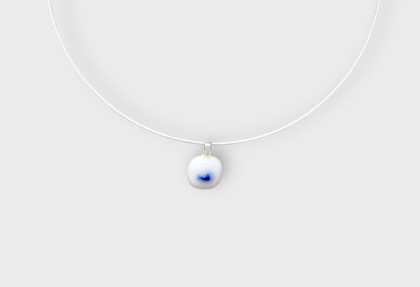 Glass Whale Pendant with Cable Necklace - sm white