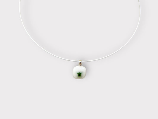 Glass Turtle Pendant with Cable Necklace - sm white