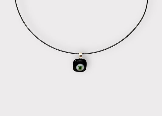 Glass Turtle Pendant with Cable Necklace - sm black
