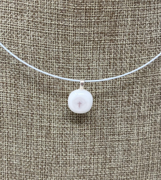 Glass Cross Pendant with Cable Necklace - sm white