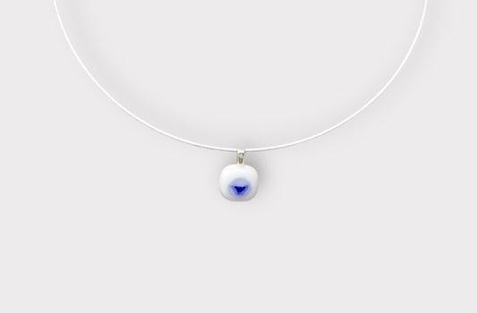 Glass Butterfly Pendant with Cable Necklace - sm white